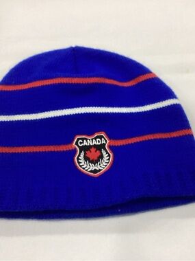 Blue Beanie Hat with Canada Crest
